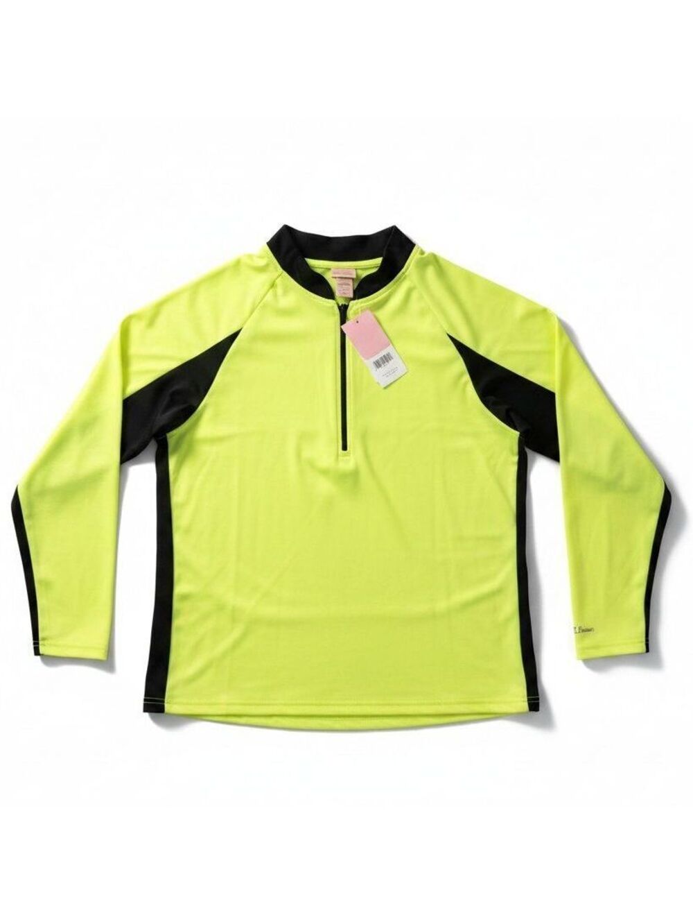 L.L.Bean Men’s XXL Cycling Shirt Neon Yellow 1/4 Zip Long Sleeve Rear Pocket